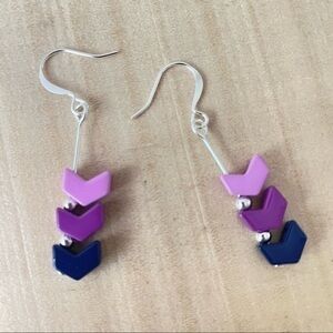 2/$29 Handmade Bi Flag Mixed Metal Dangle Earrings 1.75” LGBTQ Ally Artisan